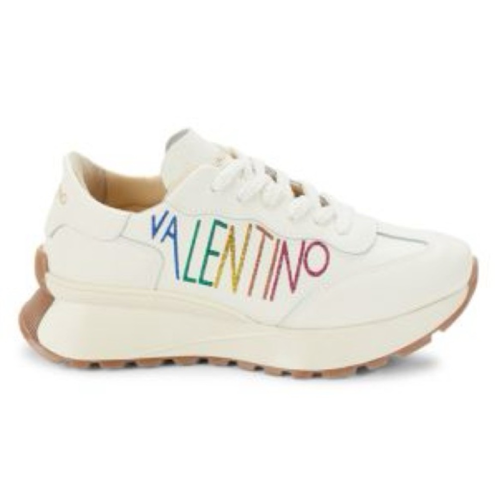 Valentino Women's White Sneakers with Multicolor Logo